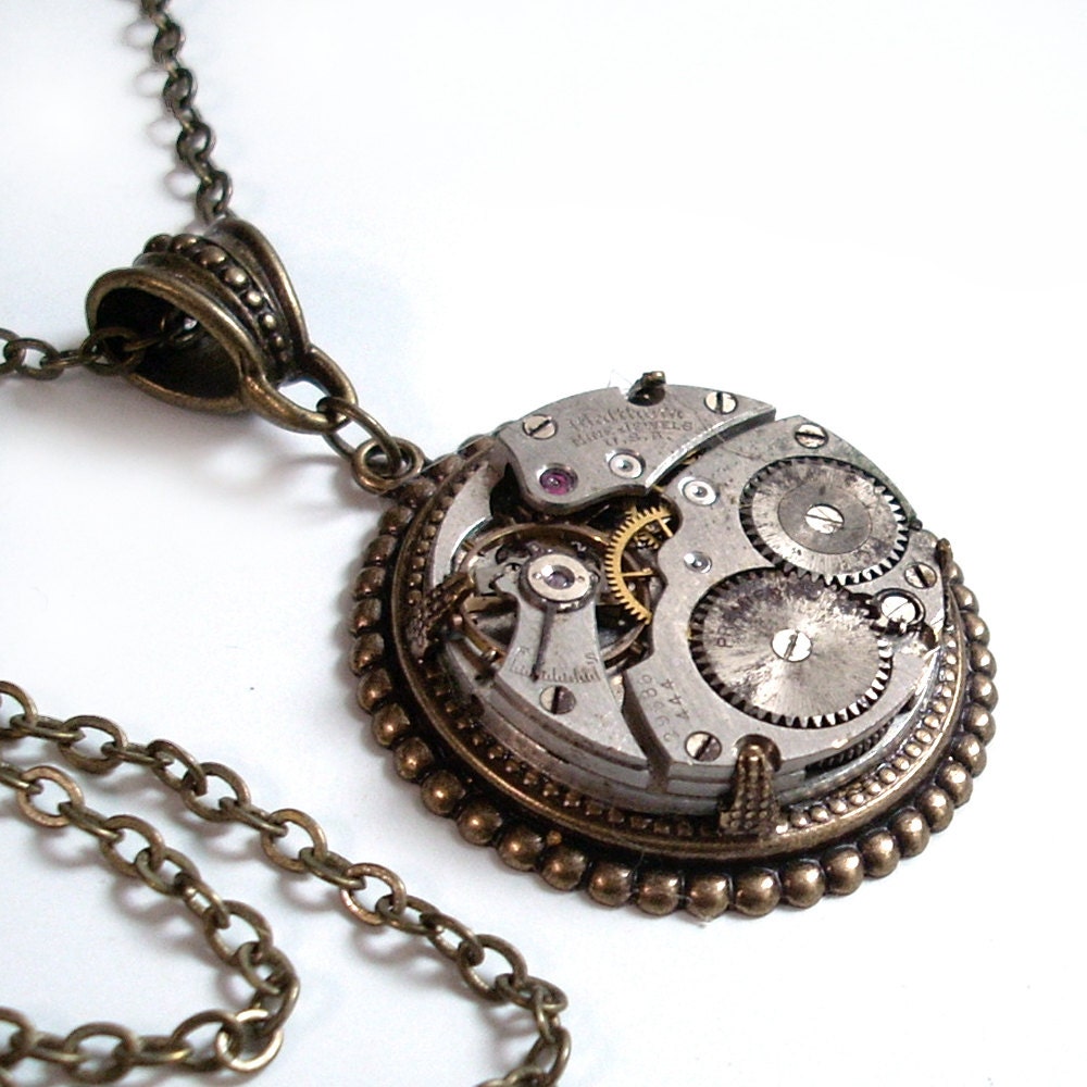 Steampunk Necklace Handmade Jewelry Bronze Steampunk Pendant