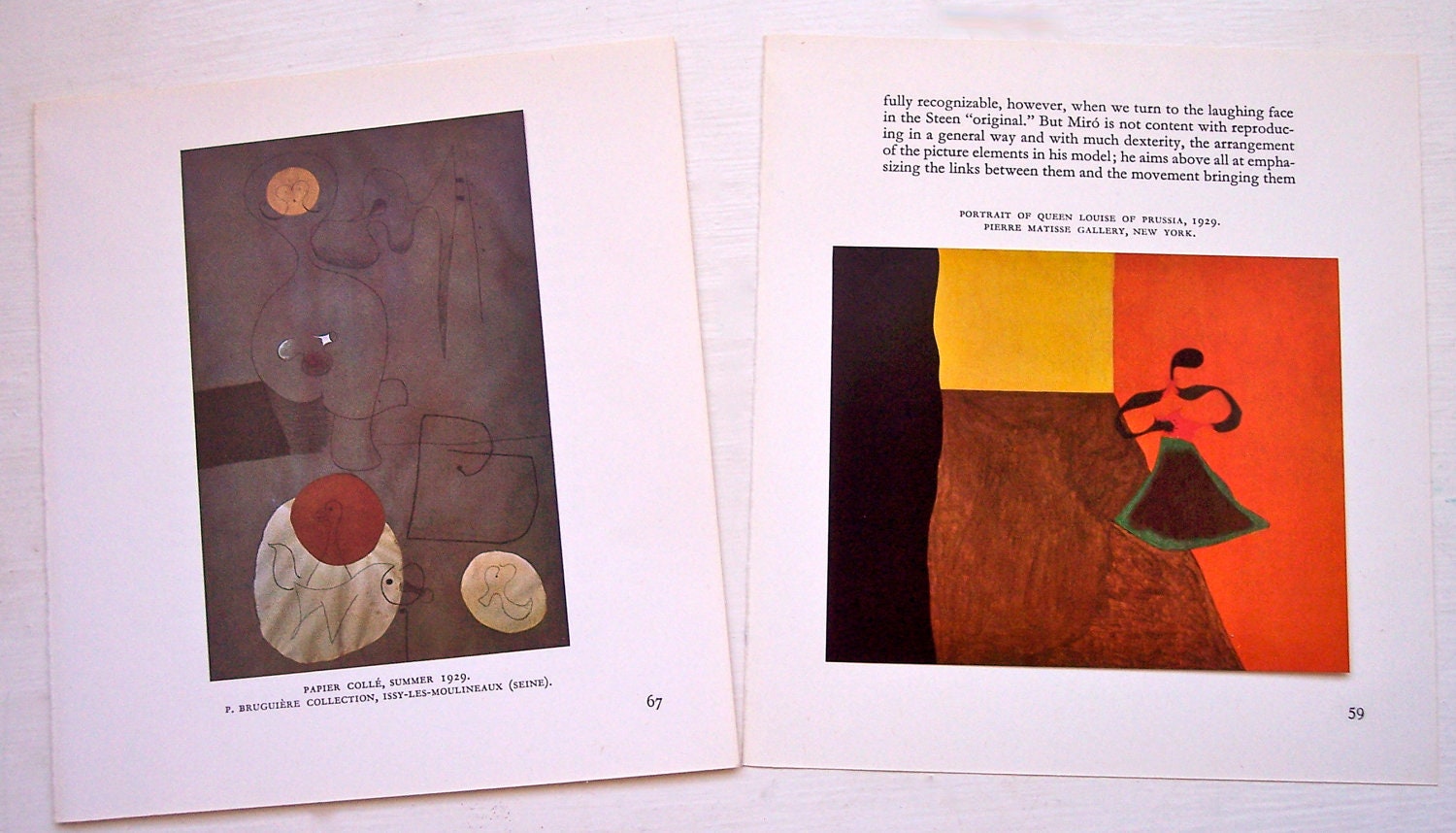 Vintage Paper Ephemera  Miro Art Prints Book Pages Circa 1970s