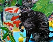 Rex, redux ala Matisse, custom Pet Portrait Oil Painting by puci, 22x28"