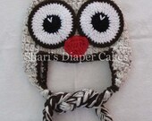 Crochet Owl Hat - Baby Hat - Brown/Tan Multi Owl Hat