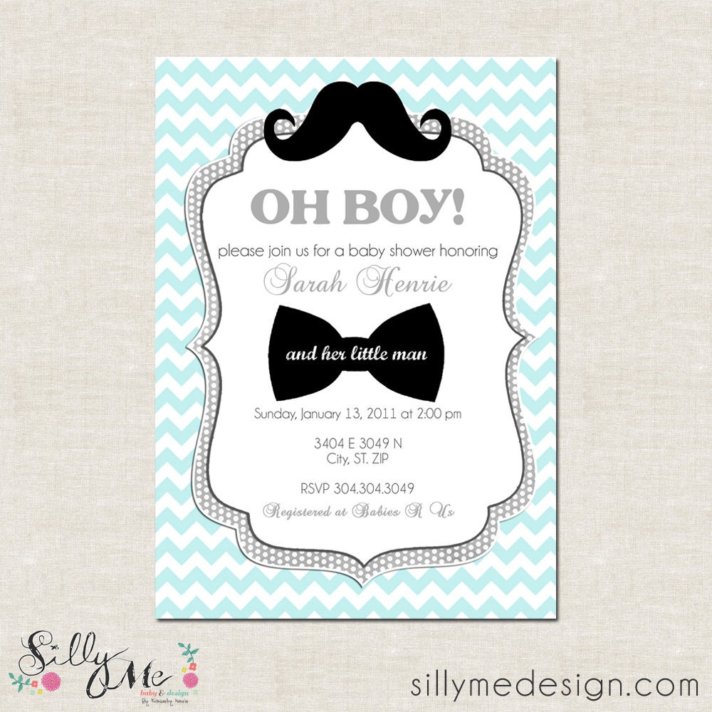 Little Man- Custom Baby Shower Invitation, Bridal Shower Invitation