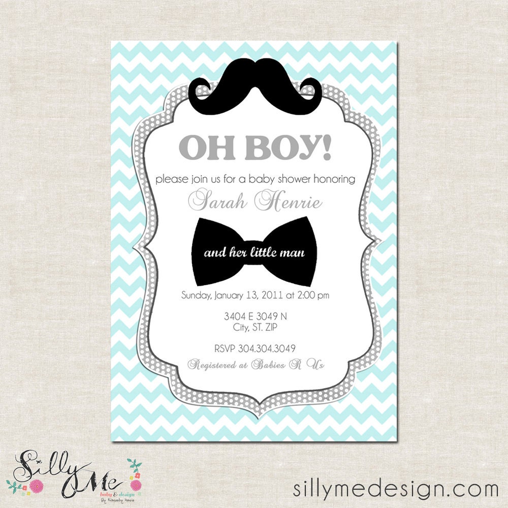Little Man Custom Baby Shower Invitation Bridal by sillymedesign
