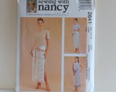 Women's Two Piece Designer Dress with Peplum Skirt Size Large 16-18 UNCUT McCalls 2641 Sewing Pattern