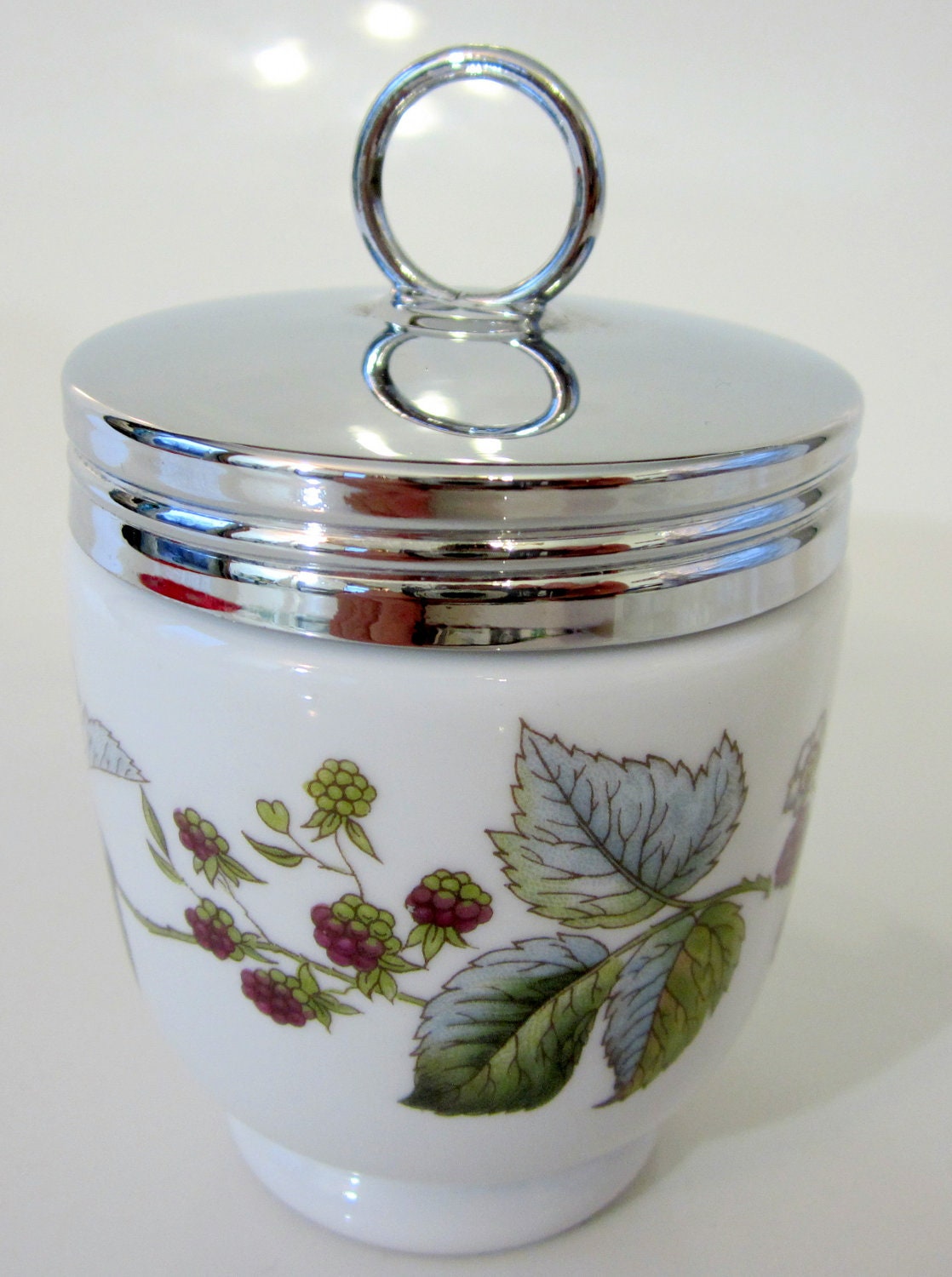 Egg Coddler Jelly Jar Raspberry Royal Worcester England Porcelain Lidded