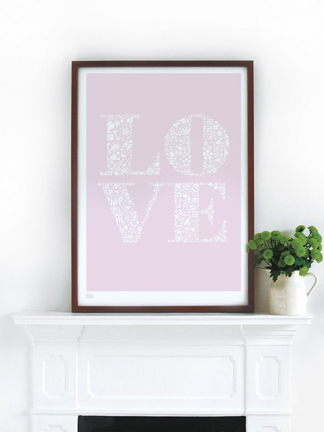 Love in Candy Pink - decorative screen print