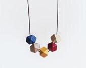 Geometric Necklace / Boho Necklace / Wooden Necklace/ Dark Colorful Necklace nr2