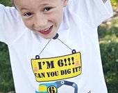CONSTRUCTION BIRTHDAY SHIRT Personalized Short Sleeve Custom Boy, Free Gift Wrap