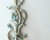 grayed jade, pair syroco candalbra sconces, handpainted faux verdi gris