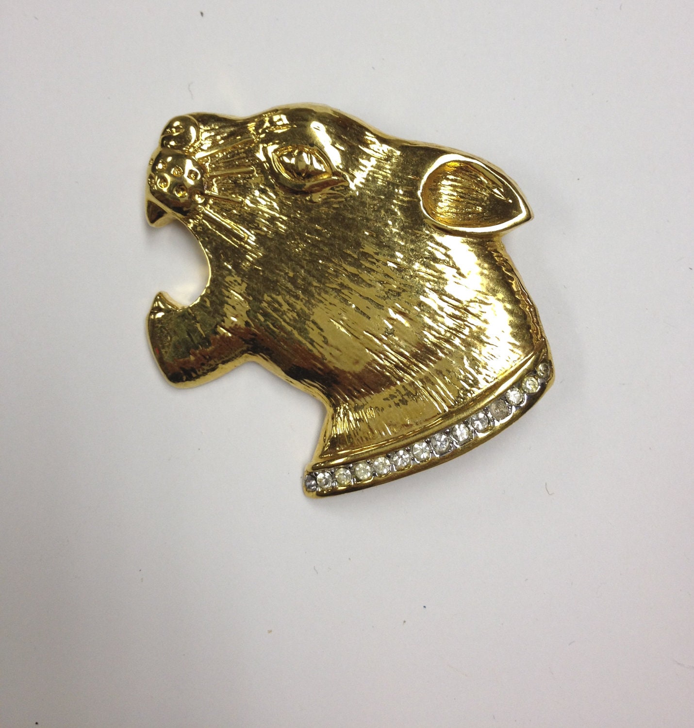 SALE vintage fierce 80s jaguar head brooch signed butler