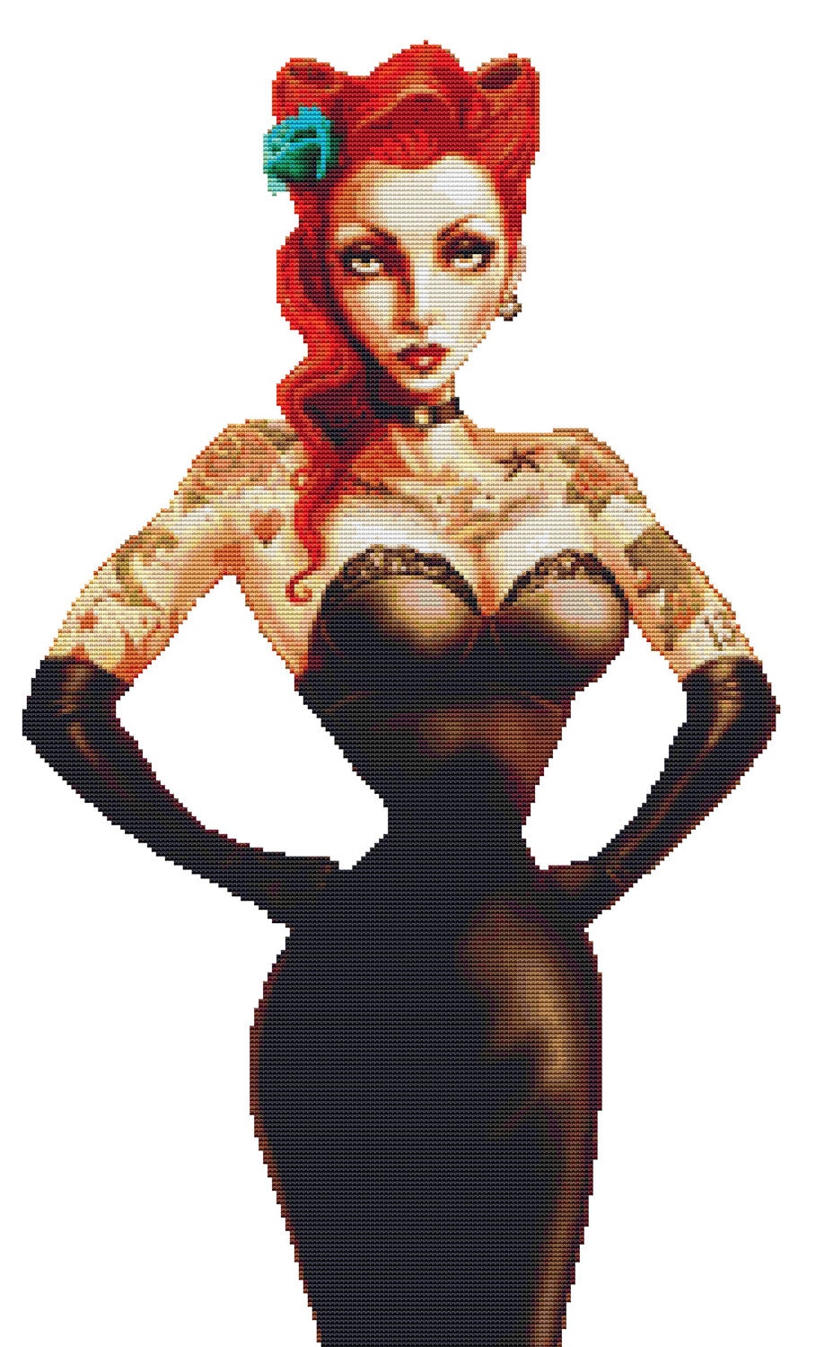 Modern Cross Stitch Kit By Marcus Jones 'Rockabilly Red' Pin Up Counted Cross Stitch