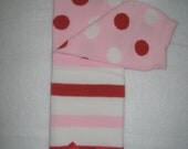 Boutique Legwarmers pink and red dots and stripe with bow