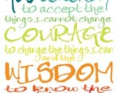 Serenity Prayer Quote - 8x10 or 8x8 Canvas Textured Art PRINT - Colorful Bright Rainbow Typography - Made by artstudio54 on ETSY