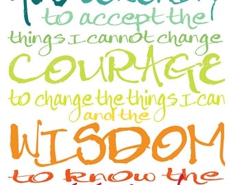 Serenity Prayer Quote - 8x10 or 8x8 Canvas Textured Art PRINT - Colorful Bright Rainbow Typography - Made by artstudio54 on ETSY