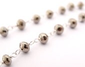 Pyrite Bracelet fools gold wire wrapped with sterling silver genuine silvery grey iron pyrite jewelry