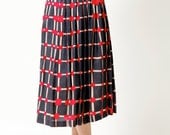 VINTAGE - 70s Pleated Patterned Skirt Sz S / M