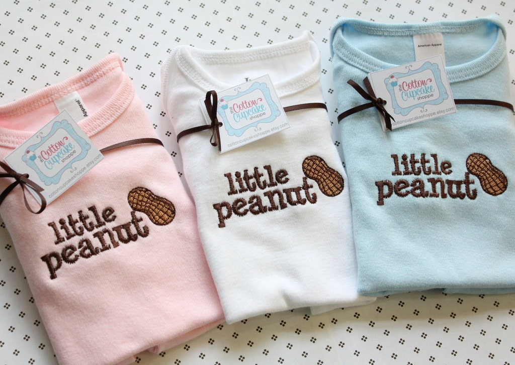 Little Peanut Baby Shirt - YOU PICK ONE - Light Pink, White or Light Blue