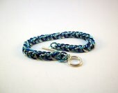Beautiful Blue Bracelet Multicolored Woven Chainmail Royal Blue Sky Blue and Seafoam Bracelet