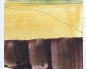 Minimal Orange Abstract Landscape Painting, 4.5 x 6 original fine art -- "Painting 208" --  acrylic painting on paper