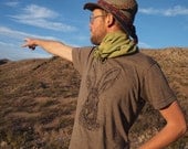 Brush Rabbit triblend tshirt - eco friendly brown ink screenprint on slim fit coffee crew neck - mens sizes XS, S, M, L, XL