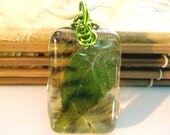 Rooster Feather Green Leaf Yellow and Black Cruelty Free Nature Pendant Clear Resin Wire Adjustable Earth Boho Necklace Bohemian Jewelry