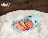 Blue Bird hat, newborn birdy hat, baby bird hat with earflaps, photogrpahy prop for baby boy newborn size