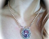 Marie Antoinette Paris Pink Crystal and Pearls Pastel Necklace & Earrings SET