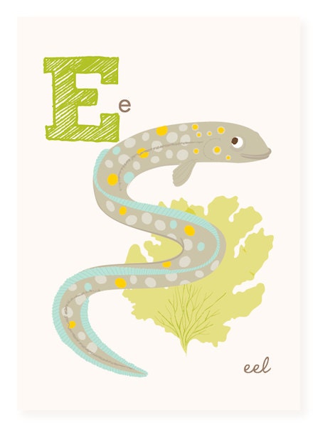 E is for Eel - 5x7 art print