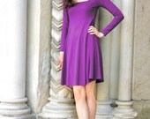 Little Flared Dress - jersey dress for evening or as a day dress - purple dress shown