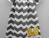 Gray and White Chevron Peasant Dress -- Available in Sizes 2T, 3T, 4T, 5, 6, 7 and 8