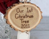 Our First Christmas Tree Ornament Rustic Country Custom Holiday Gift
