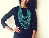 INFINITY---crocheted chain fiber necklace in "sea"