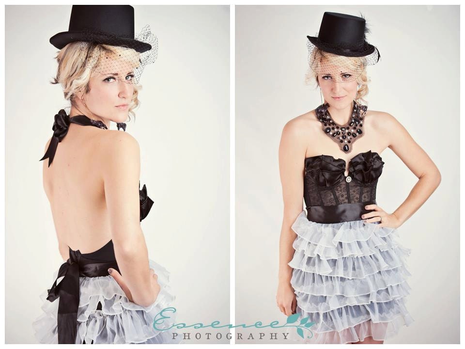 Black Satin Ruffled Lace Bustier Top with Rhinestone Brooch MADE TO ORDER