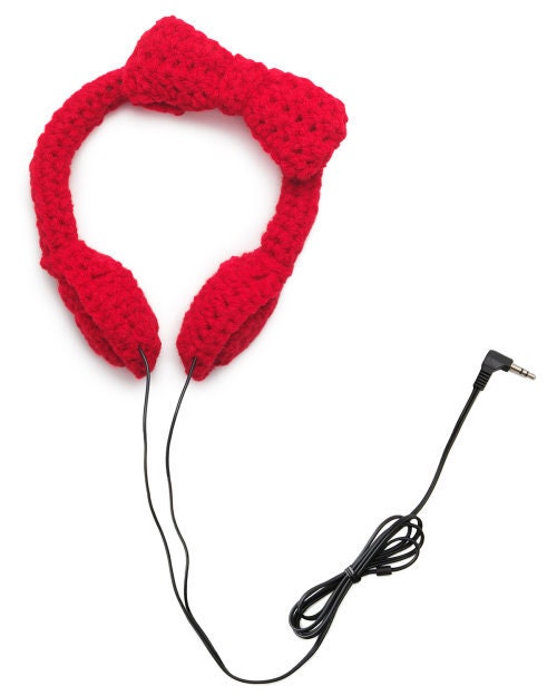 Red Bow Crocheted Headphones