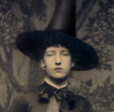 Happy Halloween Four Witches and Their Black Cat 5x7 Altered Vintage Digital Image For Scrapbooks Art Journal and Holiday Decorations.