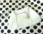 Leather - Mod - Hip -  Mad Men - Handmade - White - Original - OOAK - Zipper -  Shoulder Bag - 1960s - 60s - Retro - Austin Powers