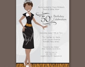 Crowned Adult Woman With Short Hair - Birthday Party Invitations - African American - Tiger Print