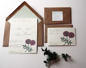 The Brinlee Collection - Vintage Floral Classic Wedding Invitation Set in Green, Purple and Cream - SAMPLE