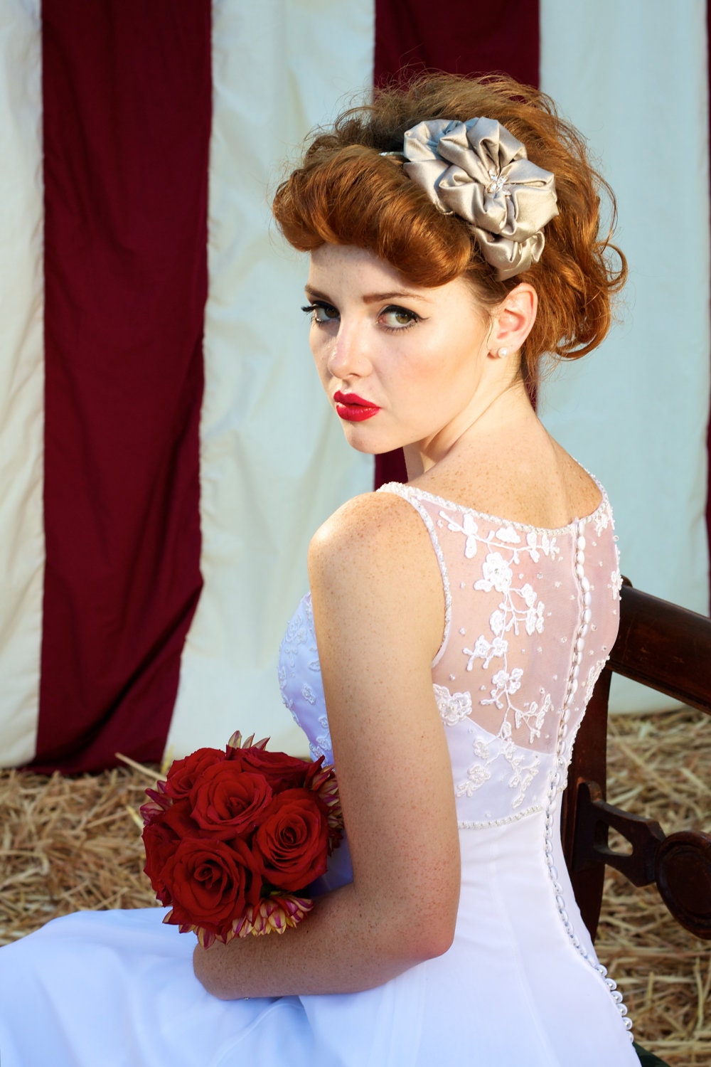 BLOOMING -Silk Dupioni Blooms and Crystal Headband