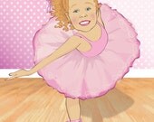 Kids Wall Art - Personalized Ballerina Print - Illustrated from your photo - PRINTABLE FILE