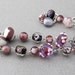 Vintage Girl Photo Necklace  Lampwork  Flower Beads Pink Grey Violet Purple Lavender