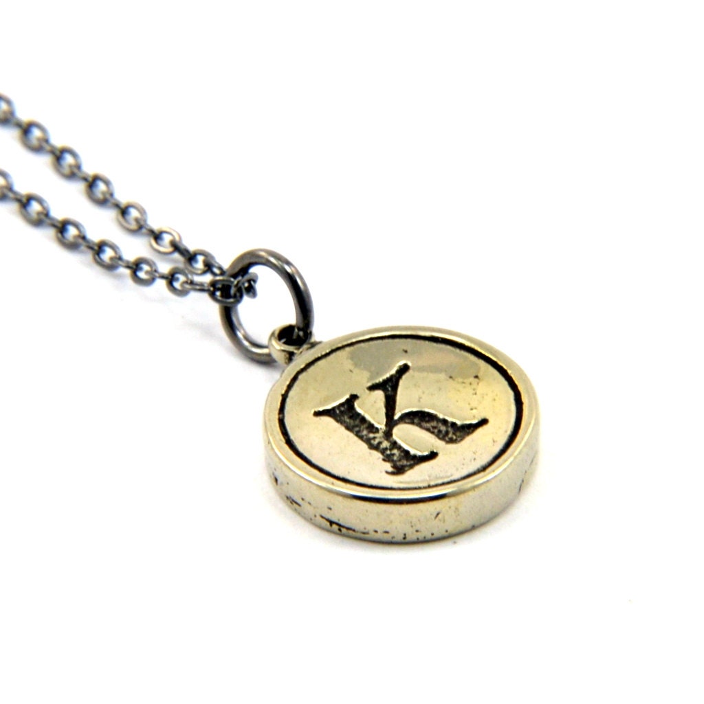 Letter K - Typewriter Key Pendant Necklace Charm - Other Letters Available