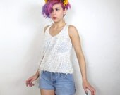 S A L E White Boho Asymmetrical Fringe Tank (Xs/S)