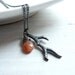 Coral Branch Necklace, Sunstone Gemstone Necklace, Oxidized Sterling Silver Charm Necklace, Nautical Necklace, Under 50