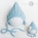 Crochet Pixie Hat - Newborn Photography Prop - with DETACHABLE FLOWER - Light Blue