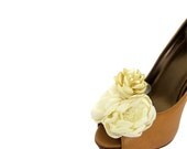 Wedding Shoe Clip Set - Pearl Ivory Shoe Clips for Wedding Shoes. Ivory Wedding Bouquet Shoe Clips