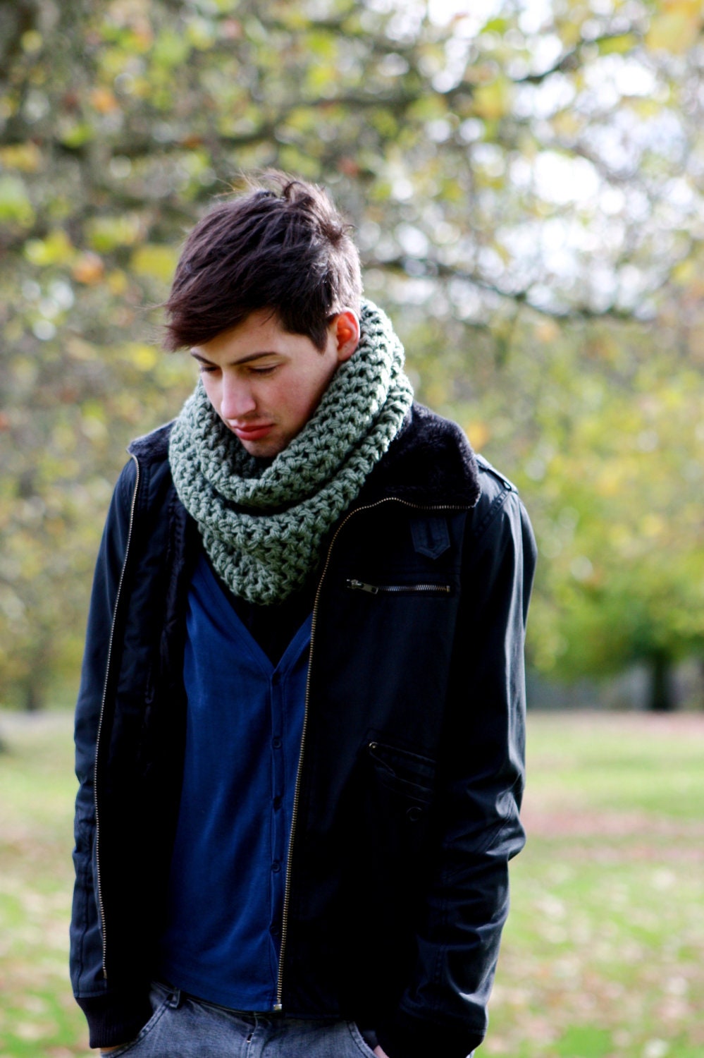Infinity Scarf, Mens Scarf, Womens Scarf, Chunky Circle Scarf, Sandalwood