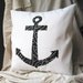 Rustic Black Anchor Pillow Cover Cotton Canvas 18 Inch Washable