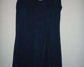 Vintage 60s navy knit dress with pointed collar - size large, xl - FREE shipping