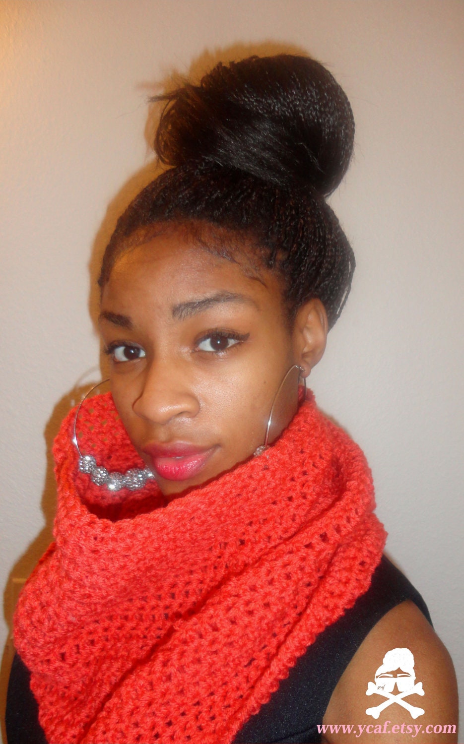 Rust Orange Crochet Circle Scarf/Cowl/Neckwarmer