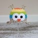 Rainbow Owl Hat - Ear Flap Beanie Hat - Animal Hat - Orange, Yellow, Green, Blue -  Photo Prop - Made to Order